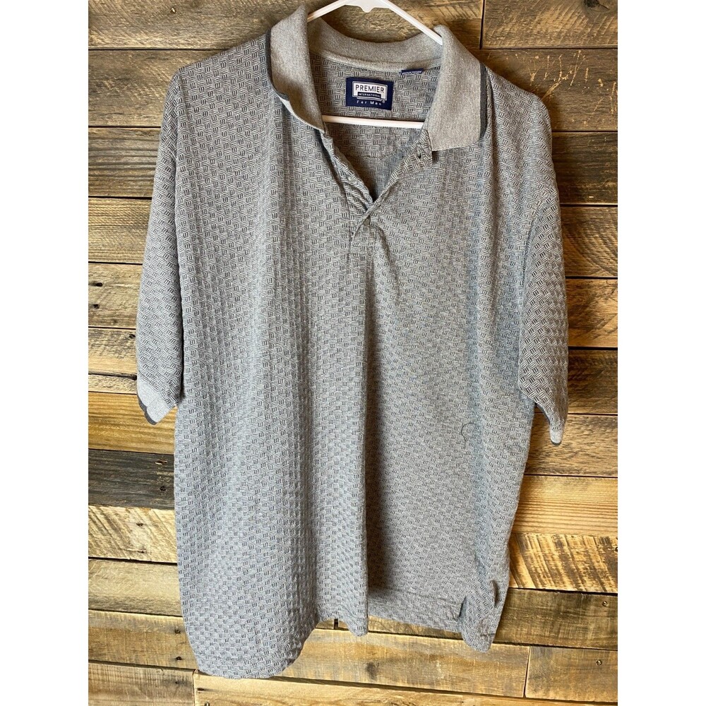 Premier International Mens Sz M Gray Short Sleeve Polo Shirt